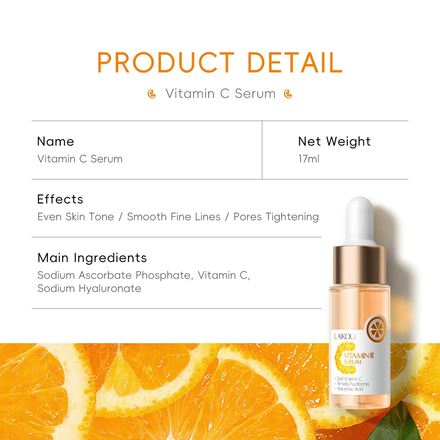 LAIKOU Vitamin C Facial Serum – Hydrating Anti-Aging Essence