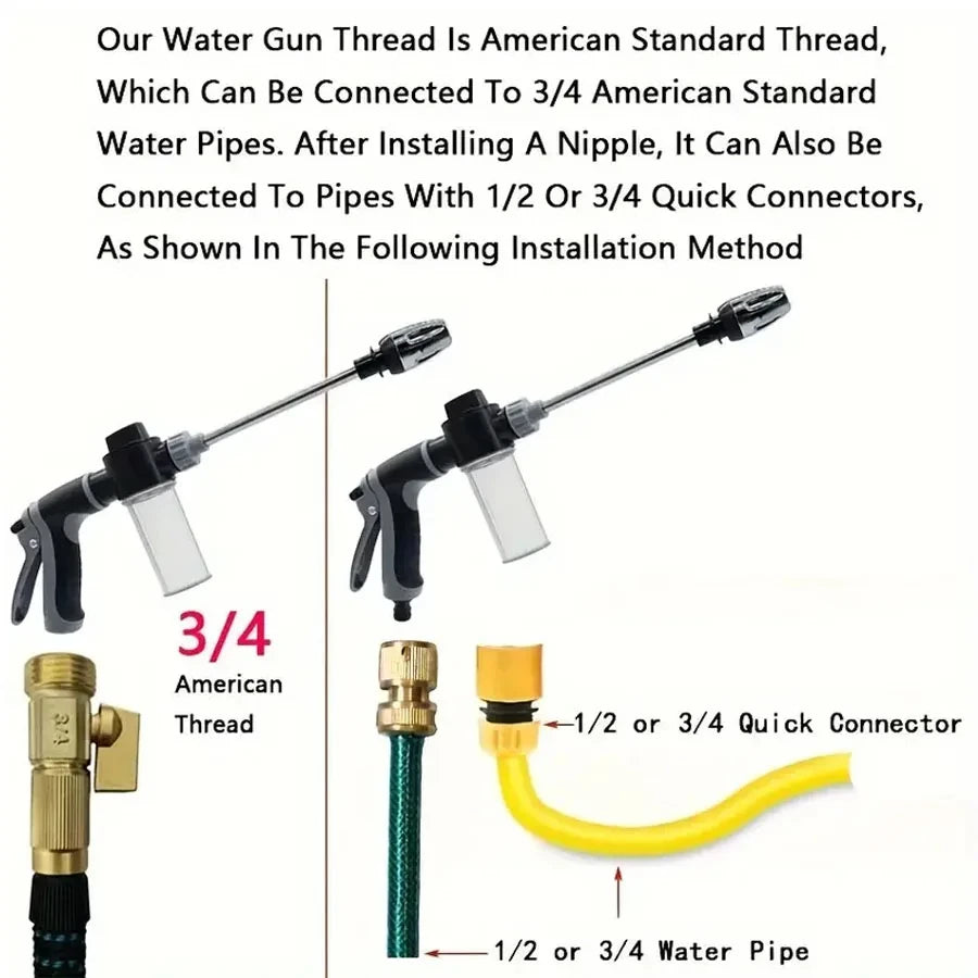 Multifunctional High Pressure Car Wash Water Gun Garden Water Pipe Nozzle Powerful Cleaning For Cars and Gardens Watering Tool Peaceful Pleasures Health and Wellness