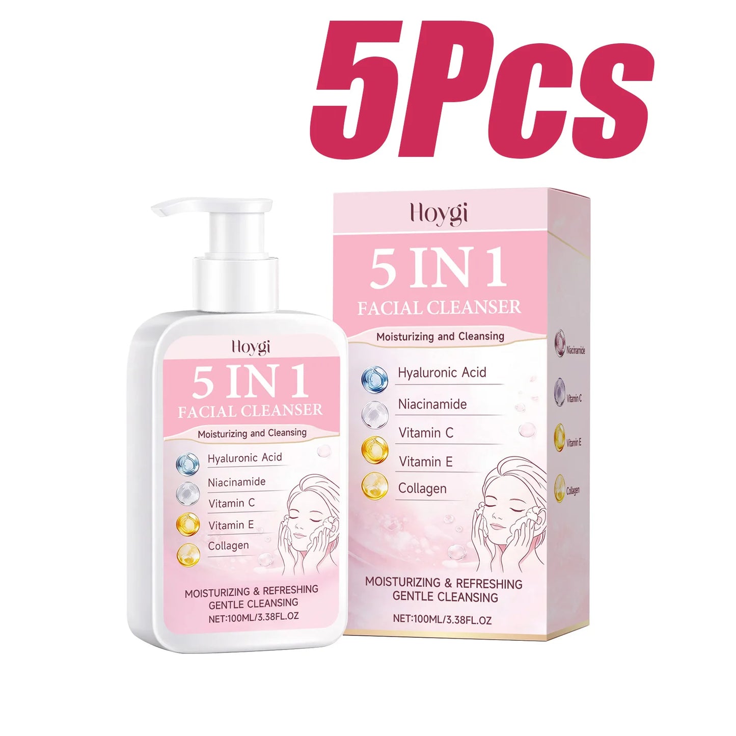 5-in-1 Hydrating Facial Cleanser – Foam, Brightening & Makeup