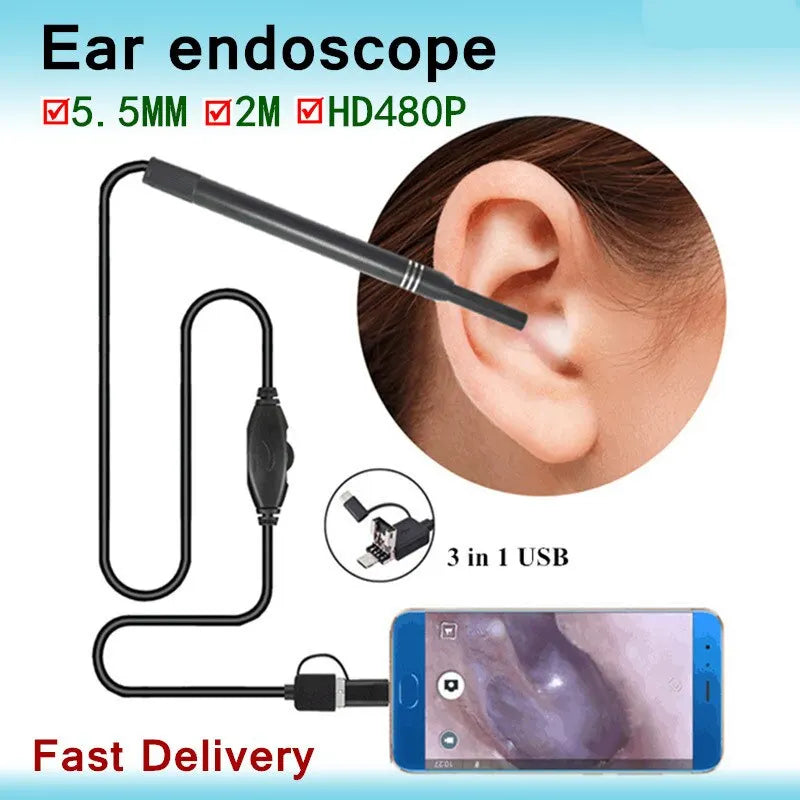 USB HD Mini Camera Electronic Ear Spoon Endoscope Cleaner Earwax Removal Cleaning Tool Intelligent Visual Ear Picking Spoon Peaceful Pleasures Health and Wellness
