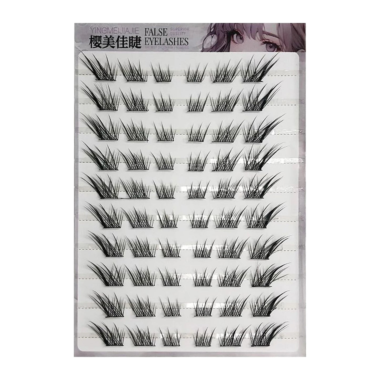 10/20rows Fox-style Wispy False Eyelashes Individual Anime Eyelash Extension Natural Thick Black Band Lashes Long Lasting Makeup Peaceful Pleasures Health and Wellness 10 Rows