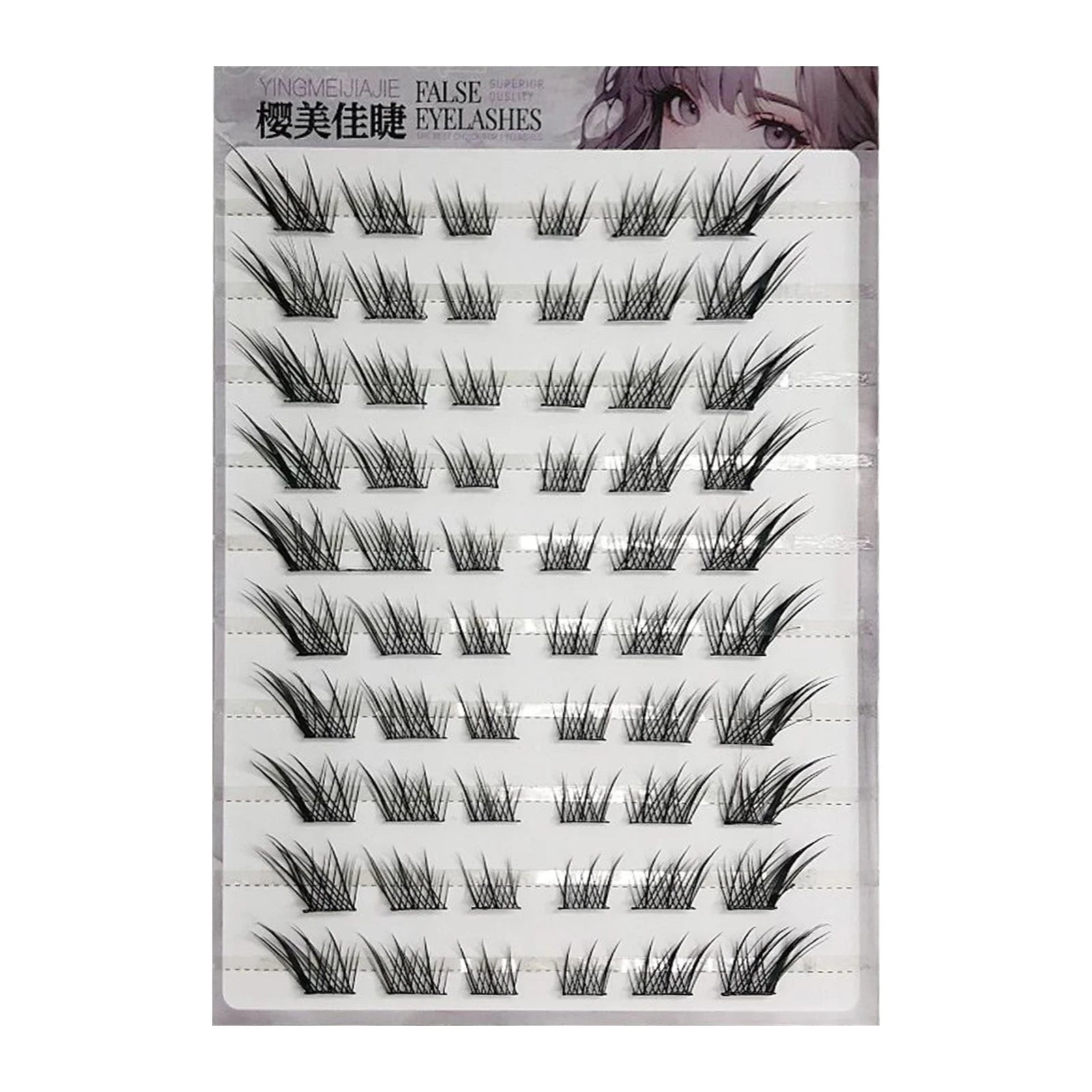 10/20rows Fox-style Wispy False Eyelashes Individual Anime Eyelash Extension Natural Thick Black Band Lashes Long Lasting Makeup Peaceful Pleasures Health and Wellness 10 Rows