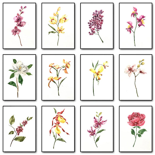 Watercolor Floral Canvas Wall Art Print | Unframed Poster Canvas Wall Art Print Peaceful Pleasures Health and Wellness