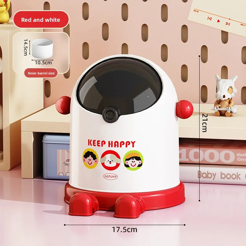Mini Desktop Trash Can with Lid – Cute Desk Waste Bin