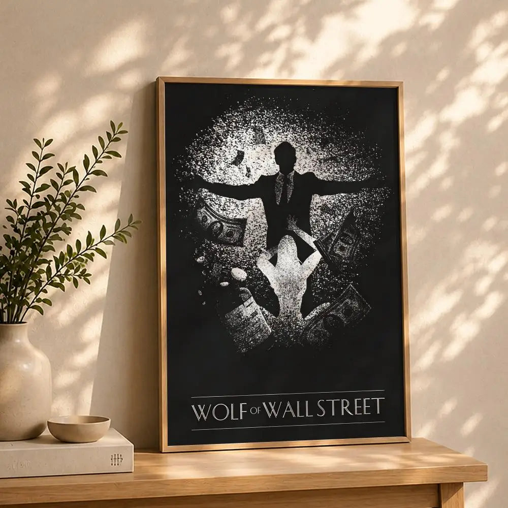 Movie T-The Wolf of Wall StreetS Poster HD Self Adhesive Waterproof Wall Art Ideal for Home Office Dorm Bedroom Great Gift Peaceful Pleasures Health and Wellness