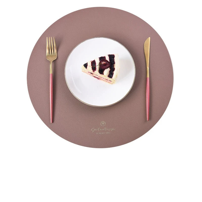 2/4/6PCFaux Leather Placemats Round Place Mats for Kitchen Dining Patio Table,Non-Slip,Heat Resistant,Washable Peaceful Pleasures Health and Wellness brown 2 pcs Round
