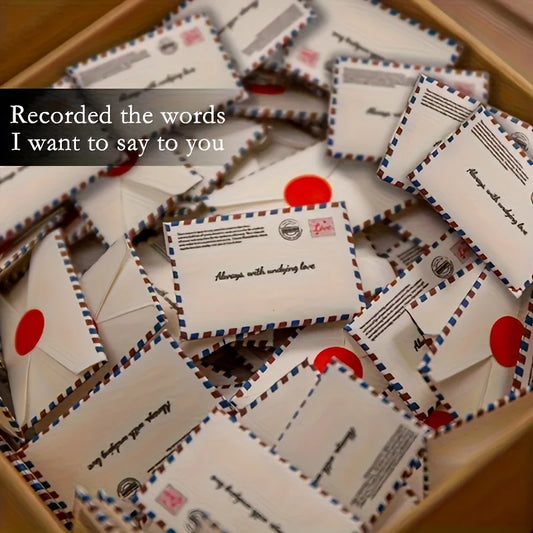 90-Pc Mini Envelope Set | Red Seal, Heart Labels & Stamps Mini Gift Envelopes Peaceful Pleasures Health and Wellness