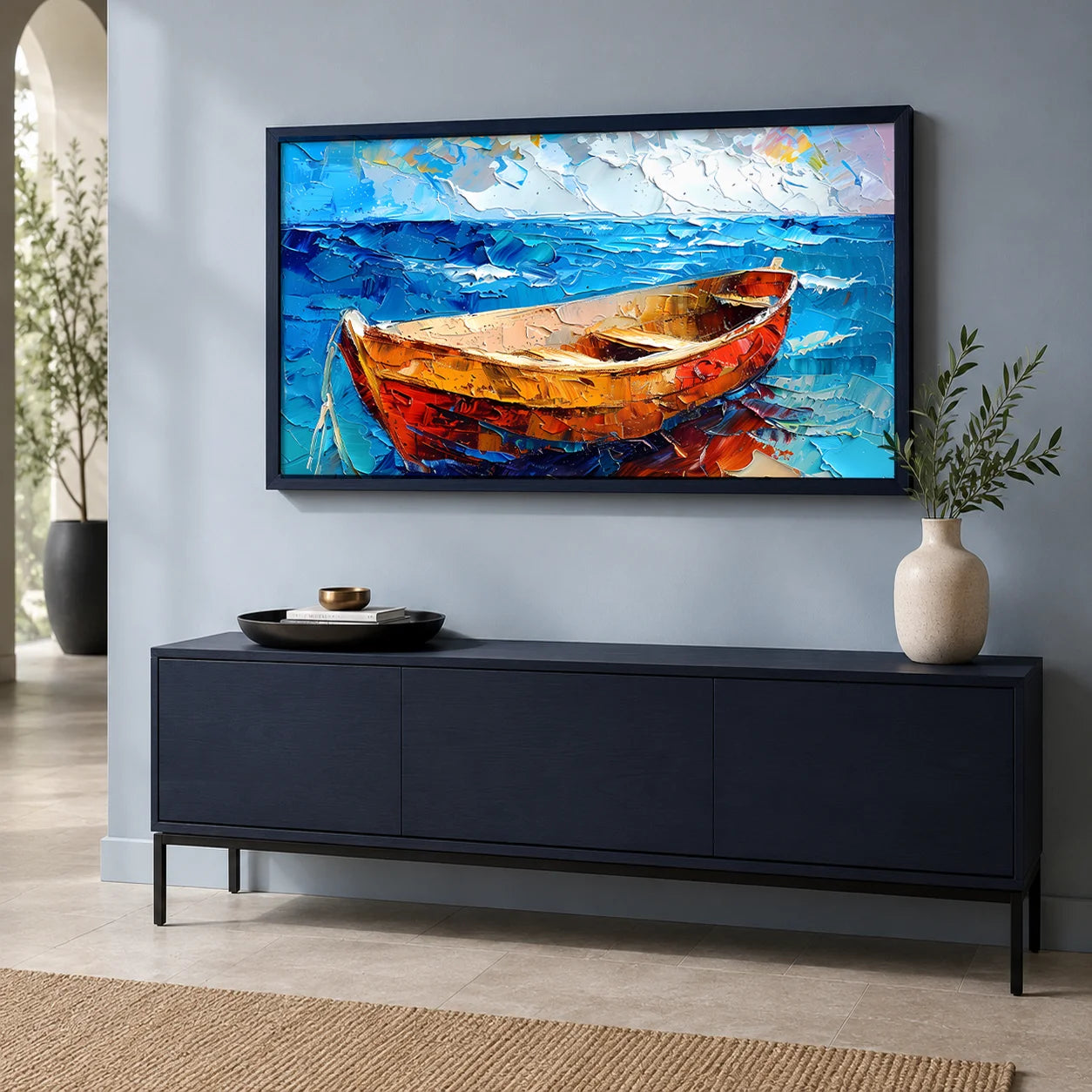 Coastal Impressionist Ocean Canvas Wall Art | Nordic Print Canvas Wall Art Peaceful Pleasures Health and Wellness