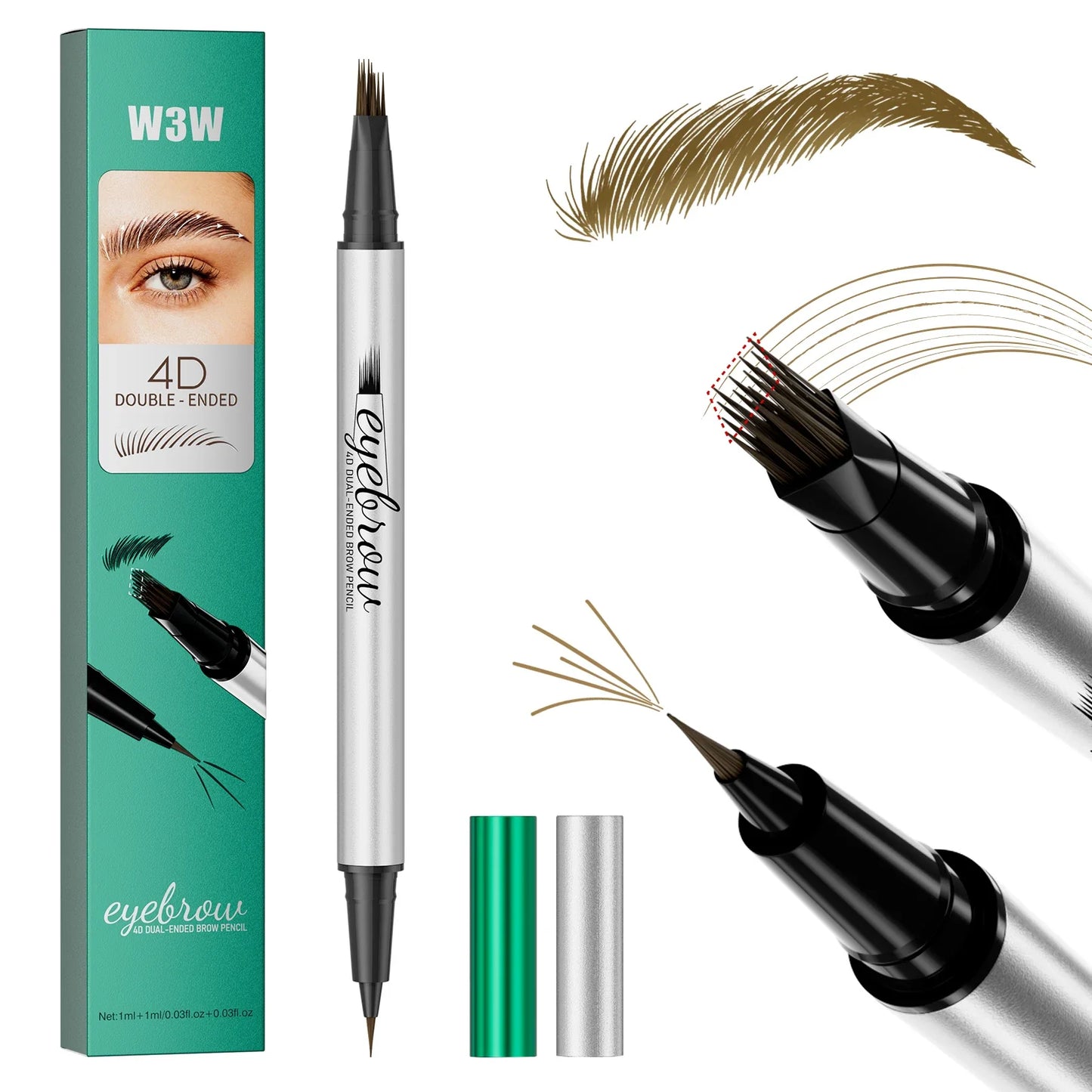 2-in-1 Waterproof Eyebrow Pencil & Eyeliner | 4D Microcarving