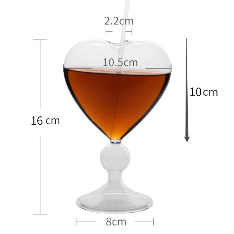 Heart-Shaped Glass Mug – Cocktail, Coffee & Tea Cup Gift