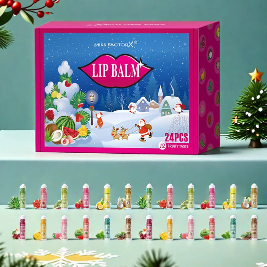 24PCS/ box 12 kinds of flower and fruit lip balm set Gift Natural fragrance moisturizing exfoliating and brightening lip color Peaceful Pleasures Health and Wellness