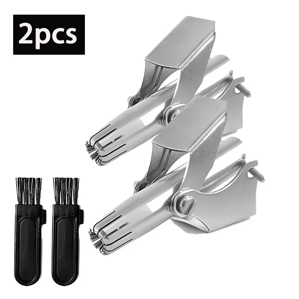 Manual Nose & Ear Hair Trimmer – Stainless Steel, Washable Peaceful Pleasures Health and Wellness 2pcs