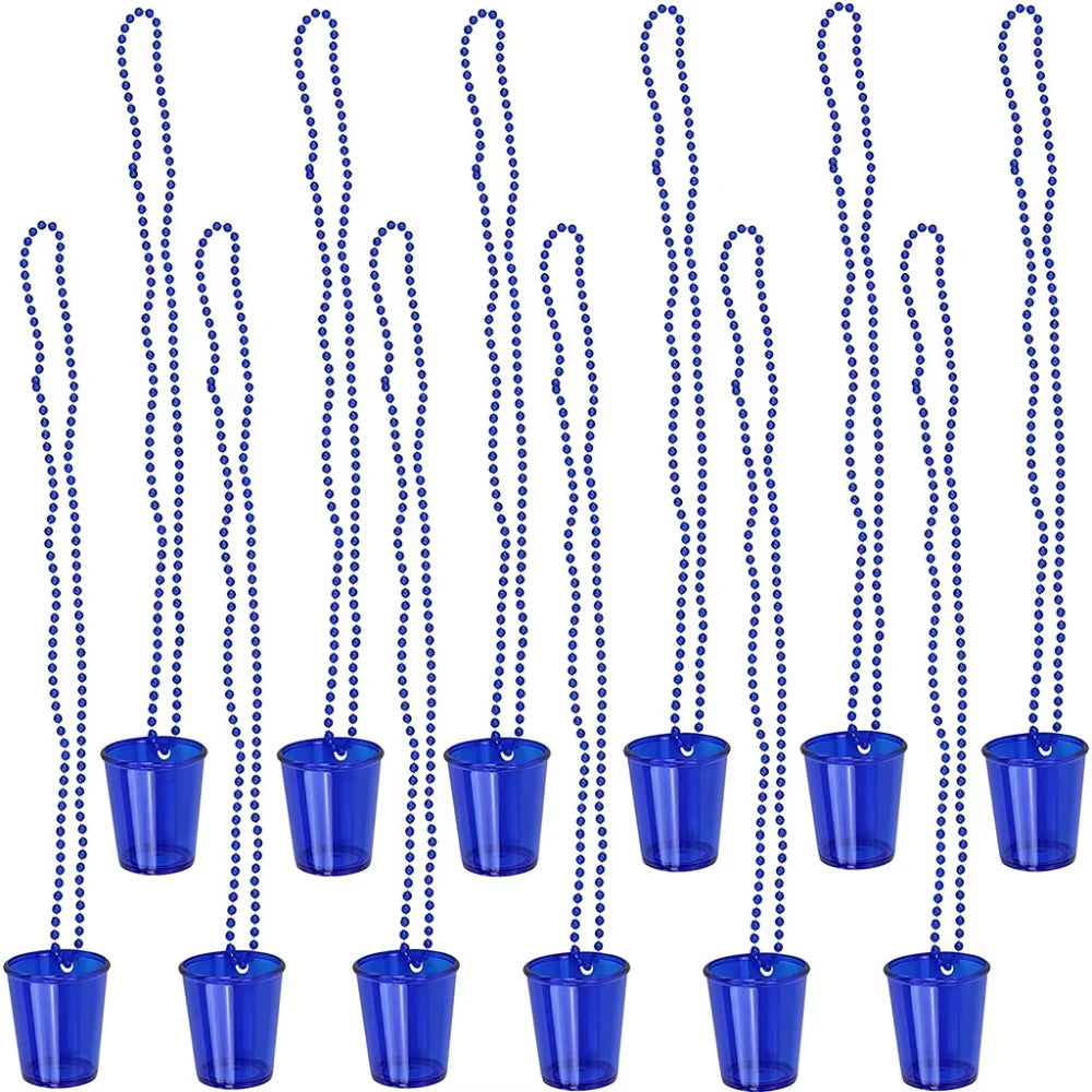 12pcs Shot Glasses on Beaded Necklace Plastic Shot Cup Necklace Wedding Bachelorette Party Birthday Party Decoration Supplies Peaceful Pleasures Health and Wellness 12pcs blue