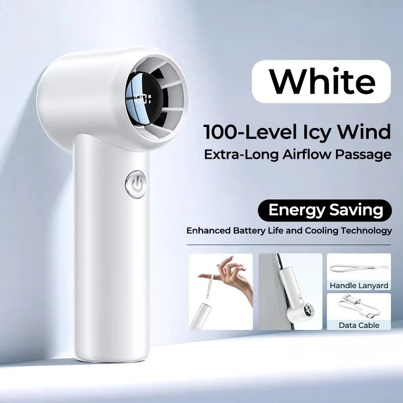 Handheld Turbo Fan USB Rechargeable Portable Cooling Fan Digital Display