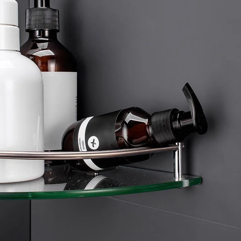 Glass Corner Shower Shelf – Tempered Glass & Stainless Steel