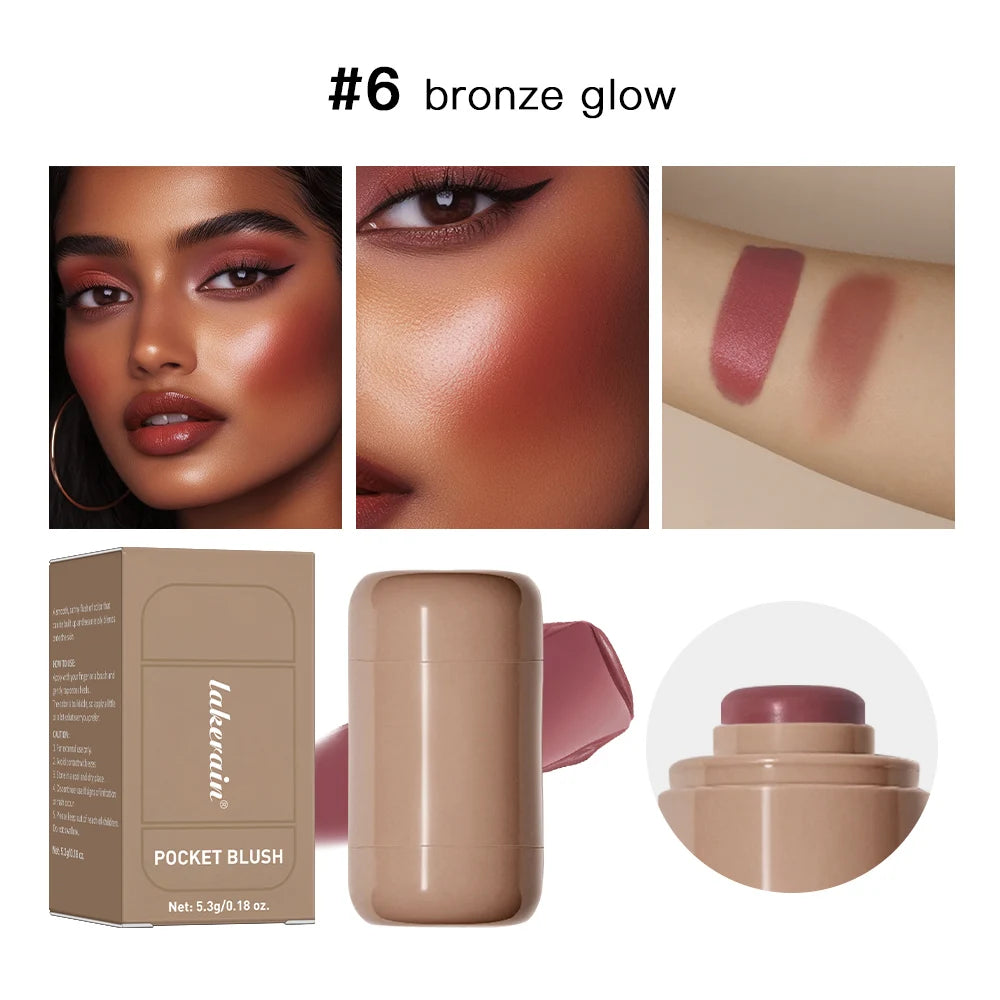 3-in-1Blush Stick Lasting Brightens Facial Cheek Stick Moisturizing Flash Lip Gloss Makeup Lip Gloss Face Rouge Peaceful Pleasures Health and Wellness 6
