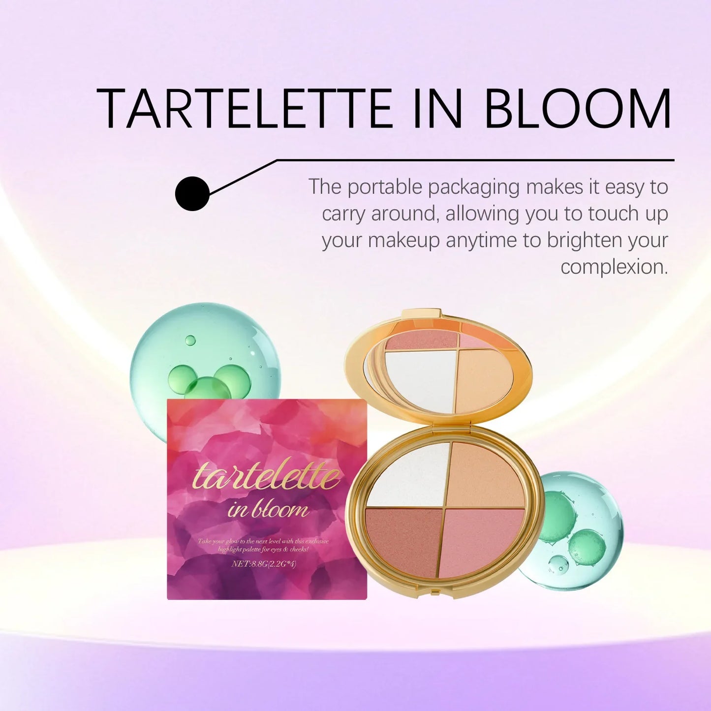 4-Color Highlight Powder Blush & Eyeshadow Palette | Natural Glow