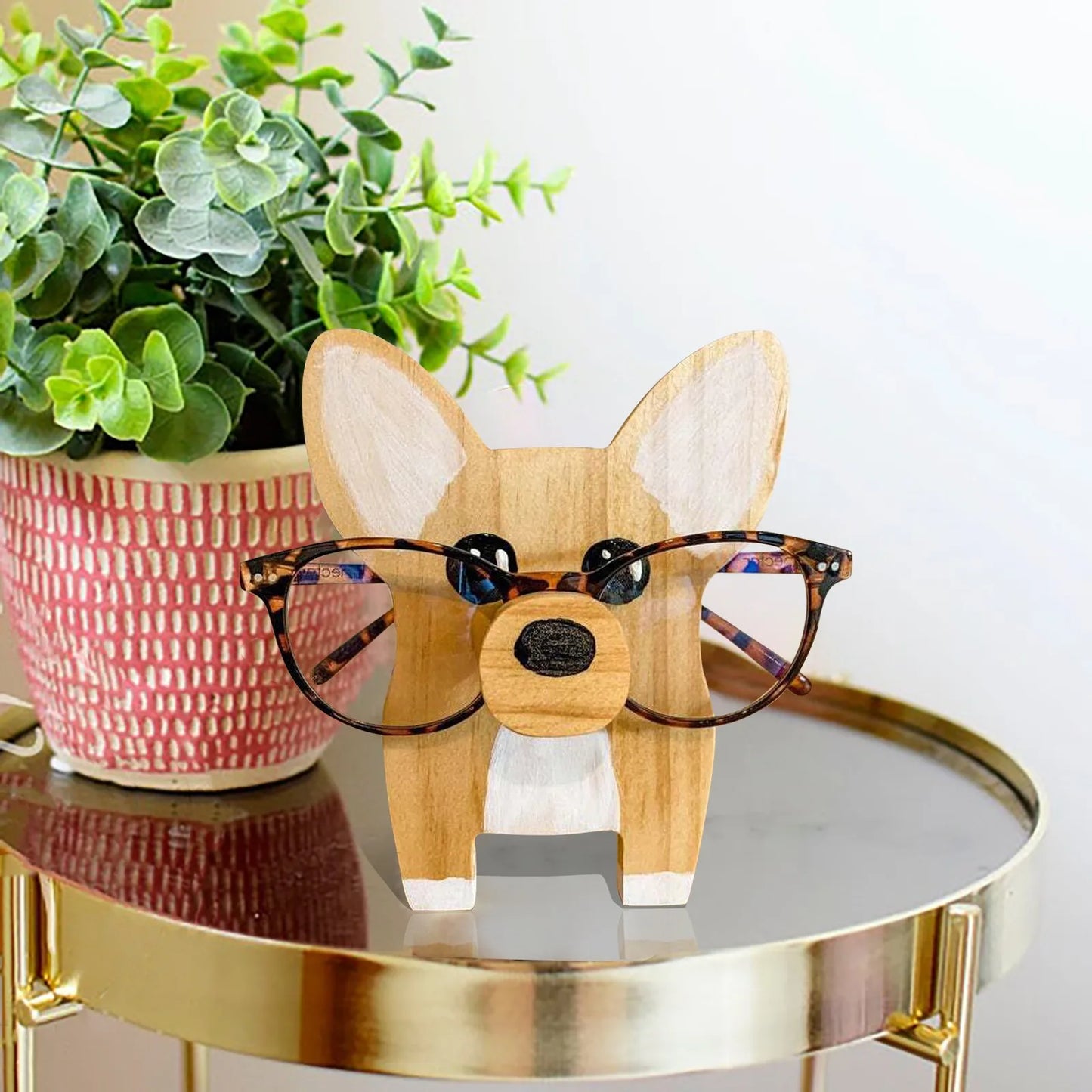 Corgi Dog Glasses Stand Christmas Gift Handmade Wooden Spectacle Holder Cute Pet Eyeglass Display Ornaments Peaceful Pleasures Health and Wellness
