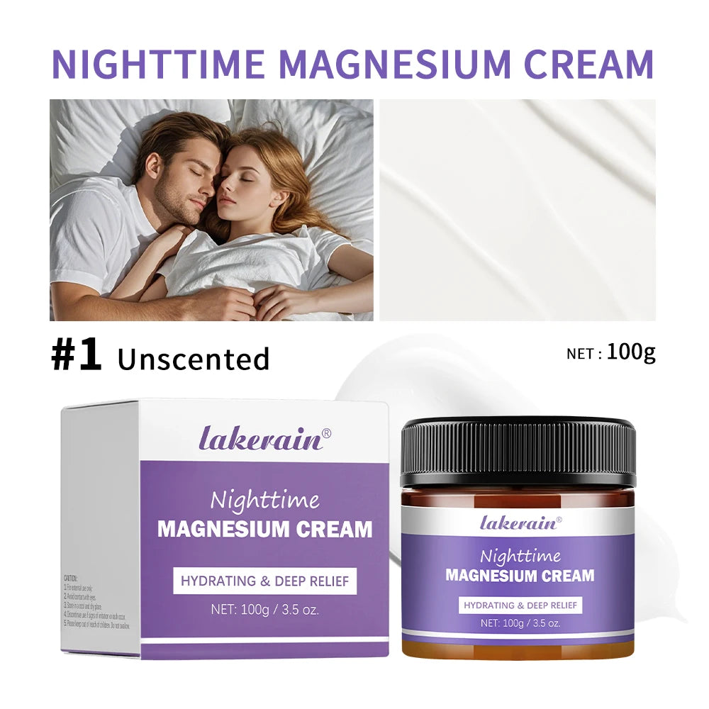 Magnesium Lotion Nighttime Magnesium Cream Lavender Legs Arms Chest Care Natural Aid for Deep Sleep Moisturizer After-sun repair Peaceful Pleasures Health and Wellness Unscented