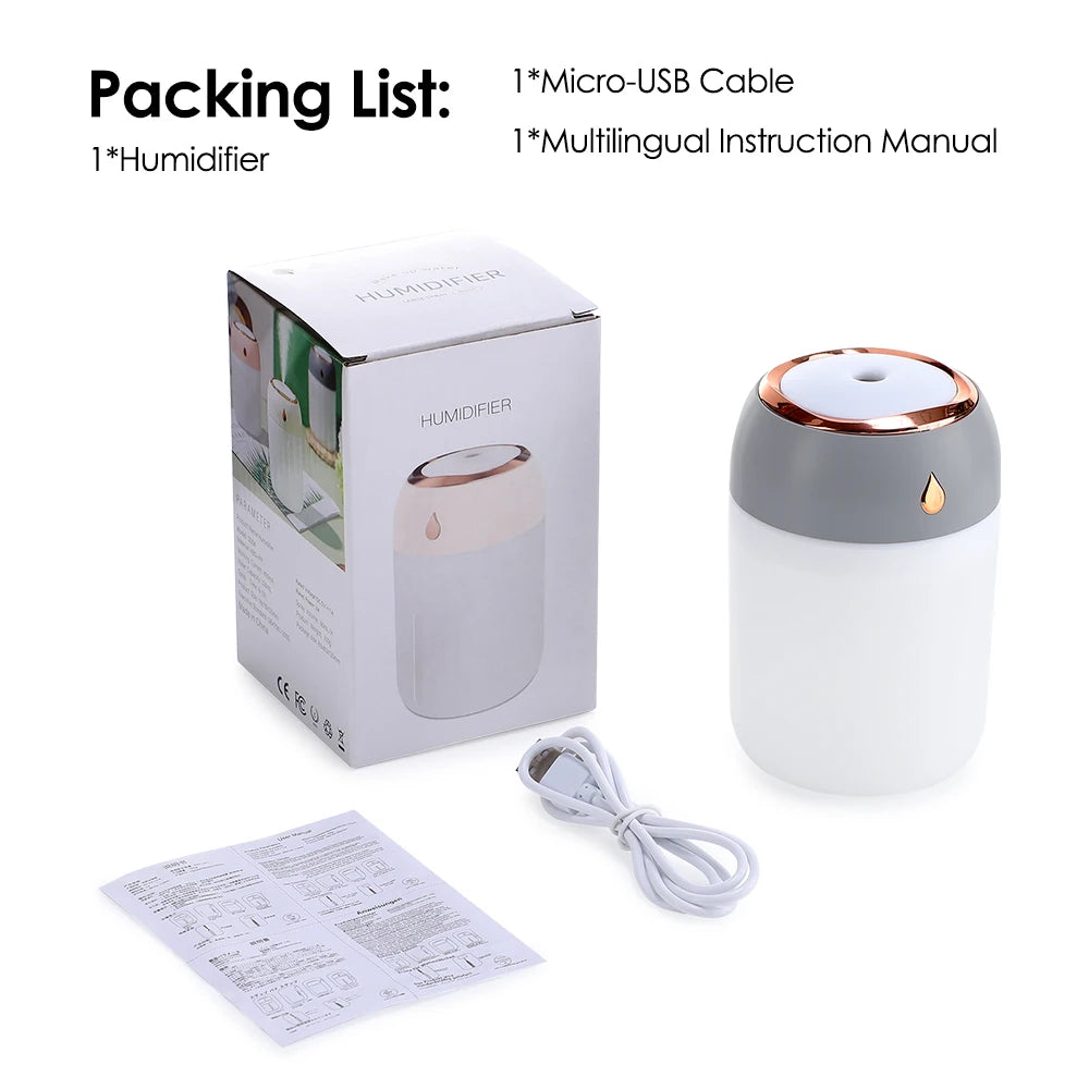 Portable Desk Humidifier USB Nano Mist Air Atomizer with Colorful LED Light Silent Room Humidifier for Sleep Office Peaceful Pleasures Health and Wellness Dry Air Relief