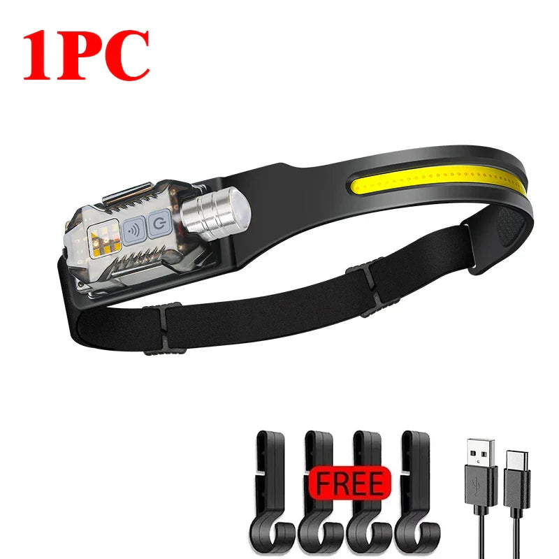 USB Rechargeable COB LED Sensor Headlamp | IP65 Waterproof
