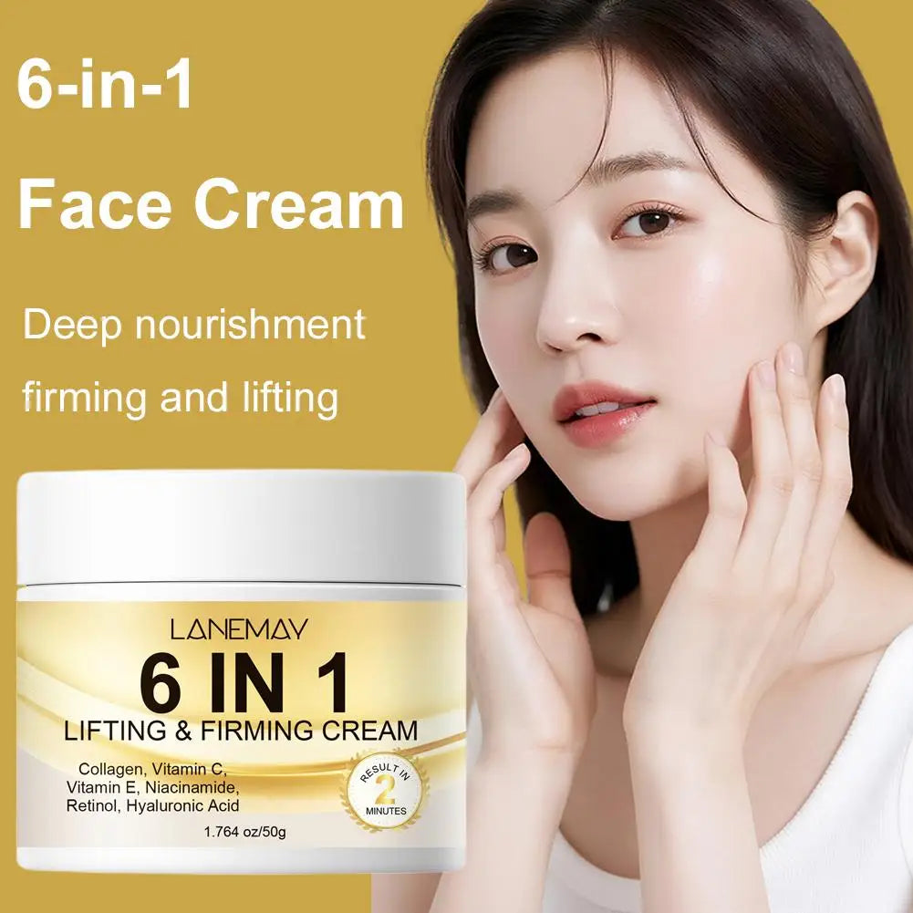 6 In 1 Collagen Face Cream Retinol Vitamin C Lifting Firming Facial Moisturizer Dark Spot Remover Whitening Brightening Skin Car Peaceful Pleasures Health and Wellness
