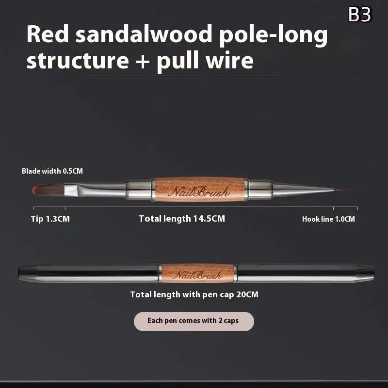 Sandalwood Line Nail Art Pen Double Headed Brush Nail Construction Pen High Quality Paintings Pen Nail Tools Peaceful Pleasures Health and Wellness B3