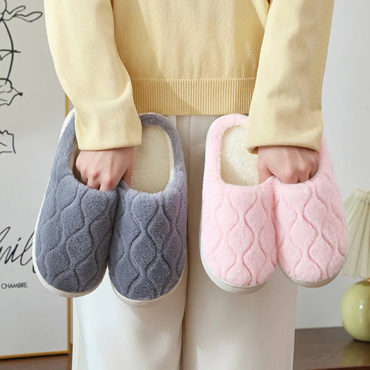 Women's Fluffy Plush Slippers – Warm Thick Sole Indoor House Shoes
