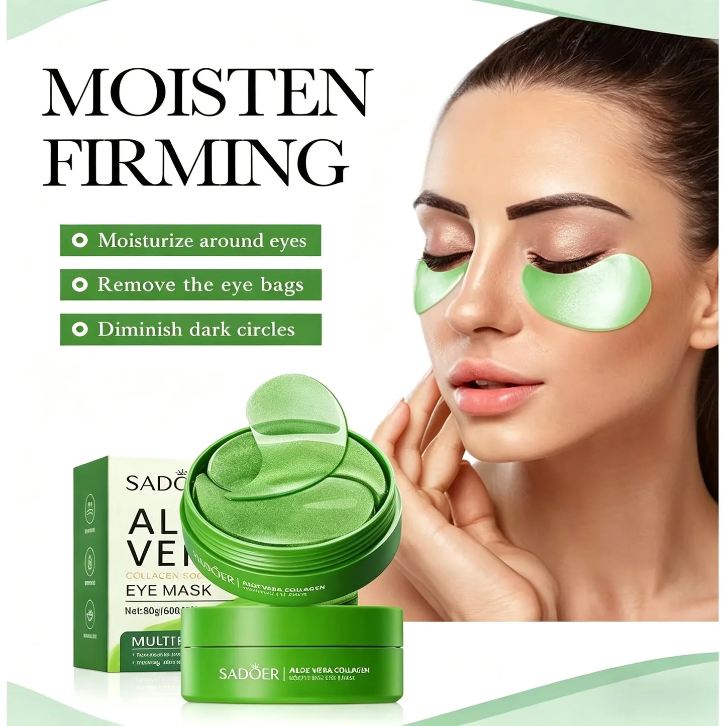 60-Pack Aloe Vera Collagen Eye Masks – Moisturizing & Firming