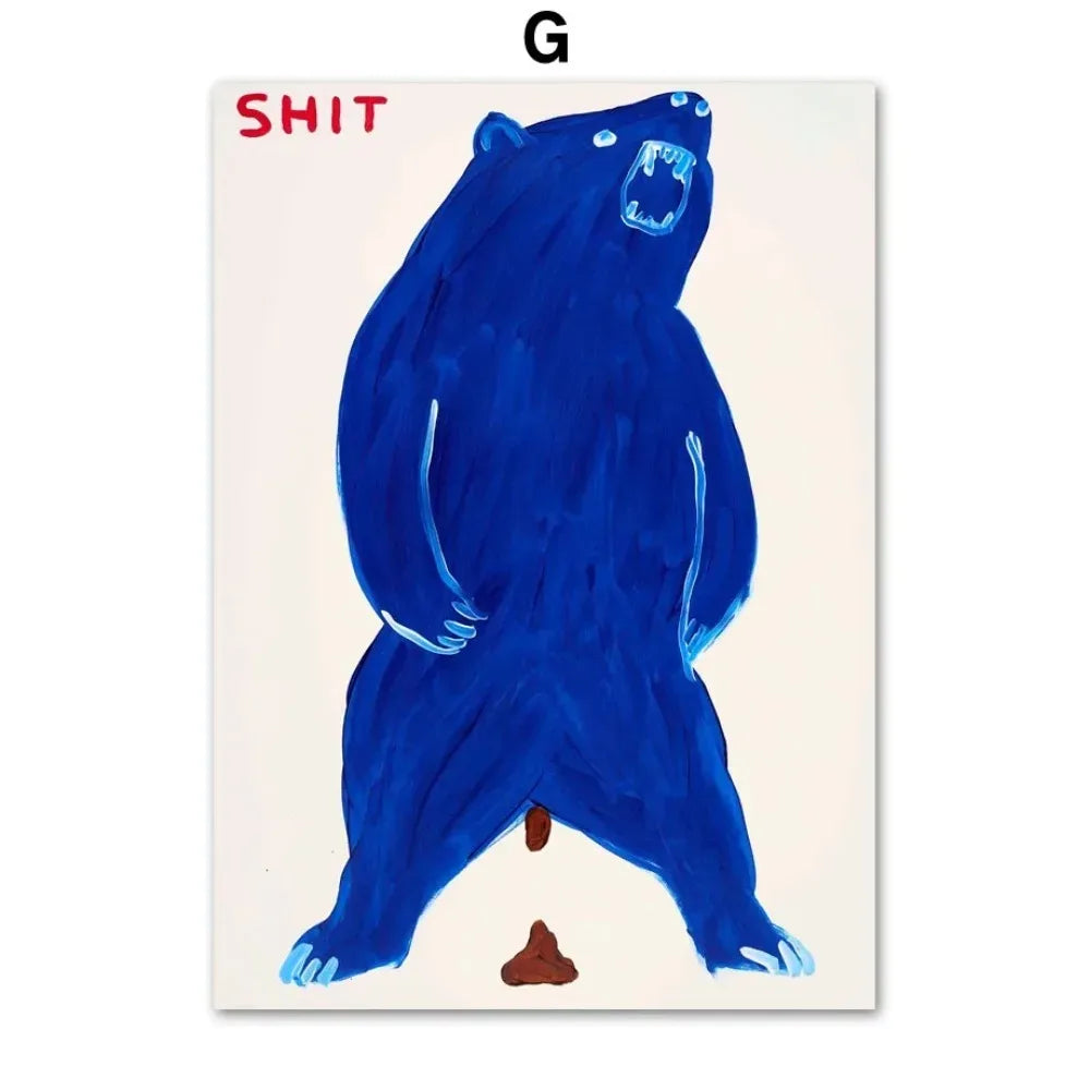 David Shrigley Nordic Animal Canvas Wall Art Print | Unframed Canvas Wall Art Print Peaceful Pleasures Health and Wellness green 50x70cm Unframed