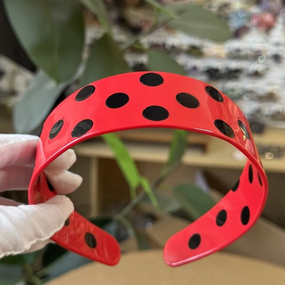 Boho Polka Dot Wide Acetate Hair Hoop Headband – All Seasons