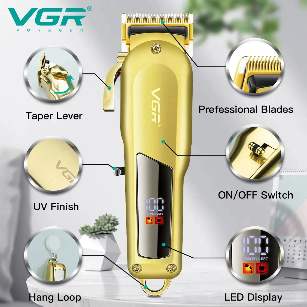 VGR Hair Clipper Hair Trimmer for Men Hair Cutting Machine Beard Trimmer Profesional Cordless Haircut Machine Rechargeable V-278 Peaceful Pleasures Health and Wellness