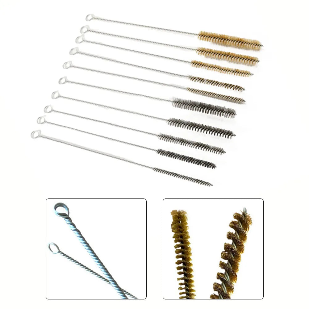 5 Cleaning Brushes Stainless Steel Brass Cylinder Wire Tube Pipe