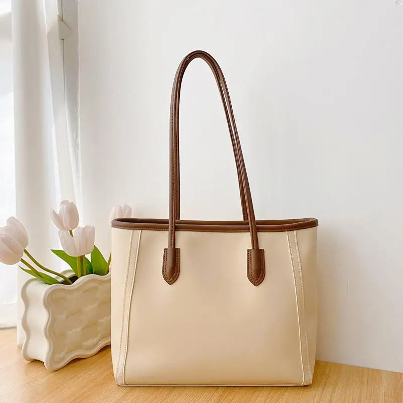 Large Capacity PU Leather Tote Bag – Women's Shoulder Bag