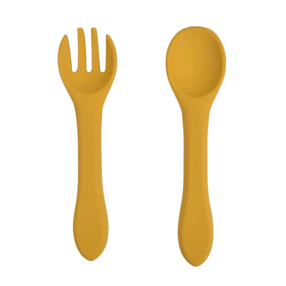 Food-Grade Silicone Baby Spoon & Fork Set | BPA-Free