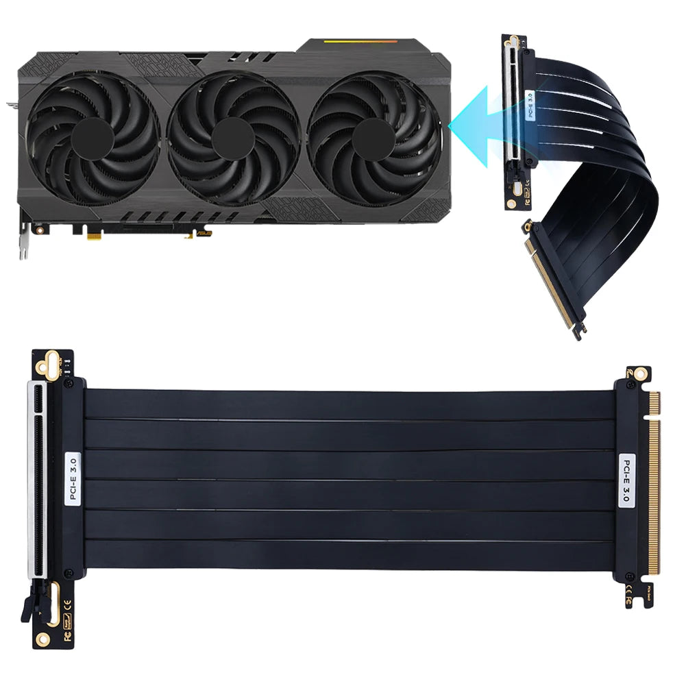 PCI-E3.0 PCI-E4.0 16X PCI-e Extension Cable Flexible Cable 90° 180° Riser Cable 20/25/30/35cm High Speed Extension Port Adapter Peaceful Pleasures Health and Wellness