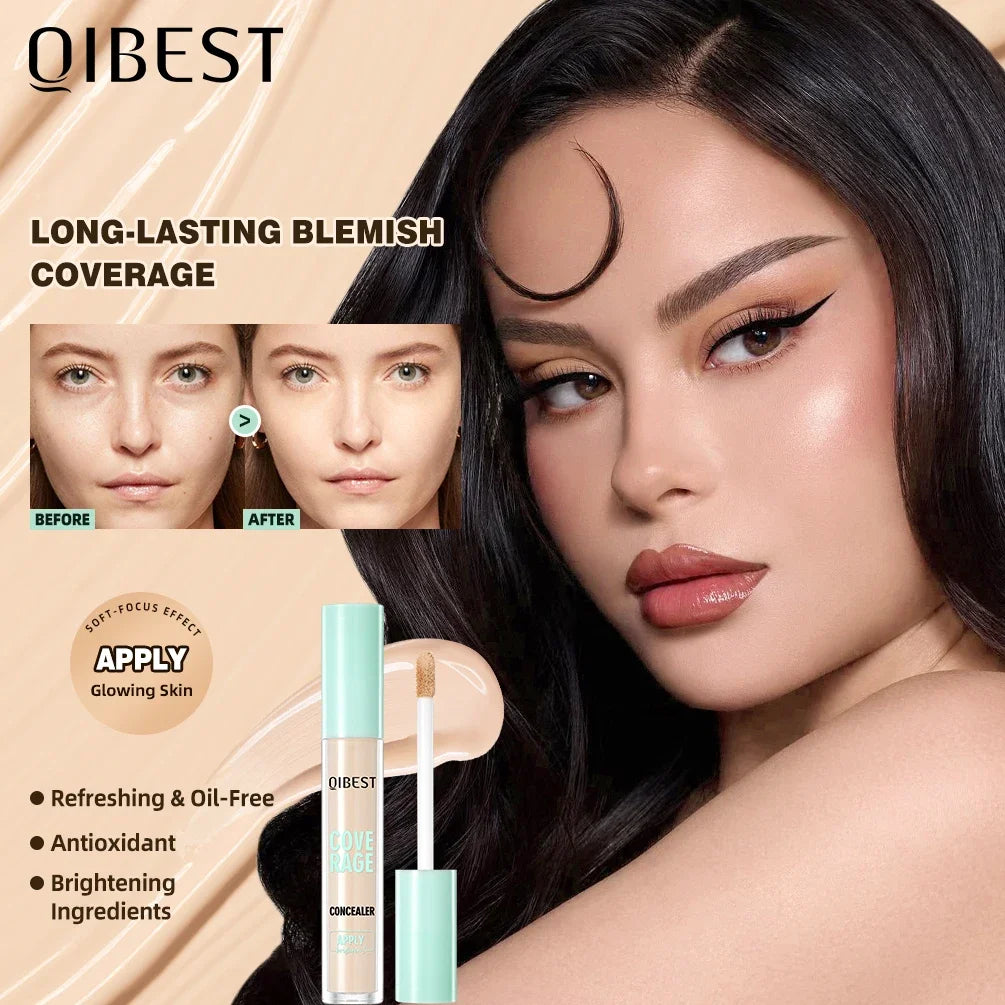 QIBEST Liquid Foundation Cream For Face High Coverage Makeup Base Waterproof Moisturizing Concealer Professional Cosmetics Peaceful Pleasures Health and Wellness