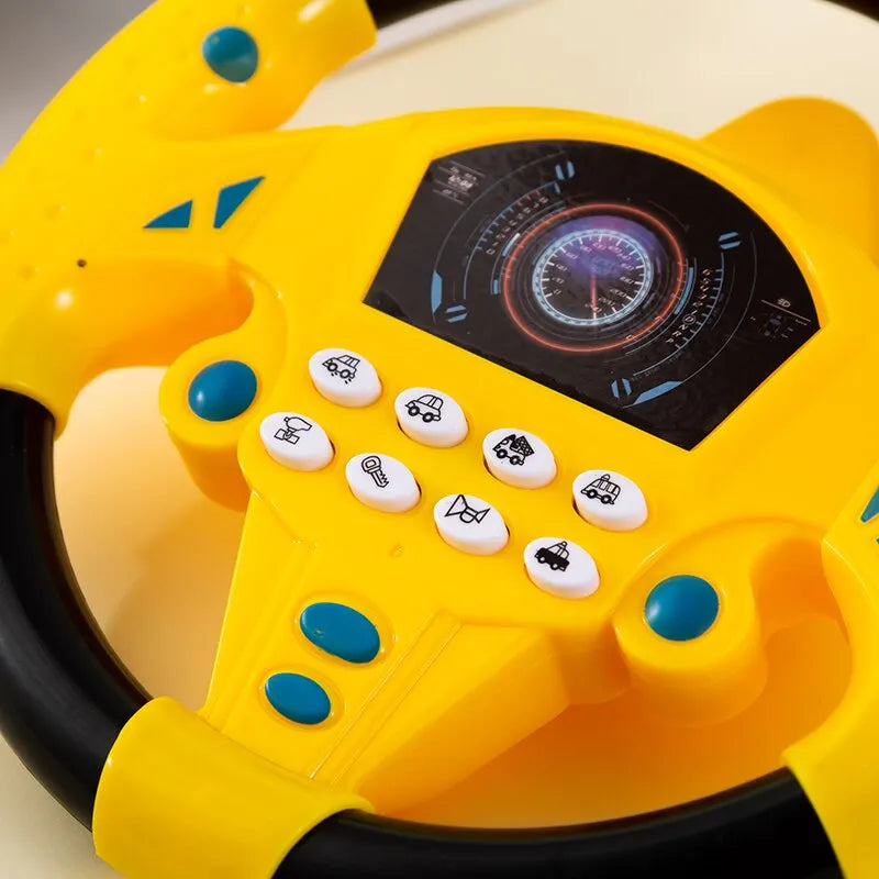 Simulate Driving Car Copilot Steering Wheel Eletric Baby Toys with Sound Kids Musical Educational Stroller Driving Vocal Toys Peaceful Pleasures Health and Wellness
