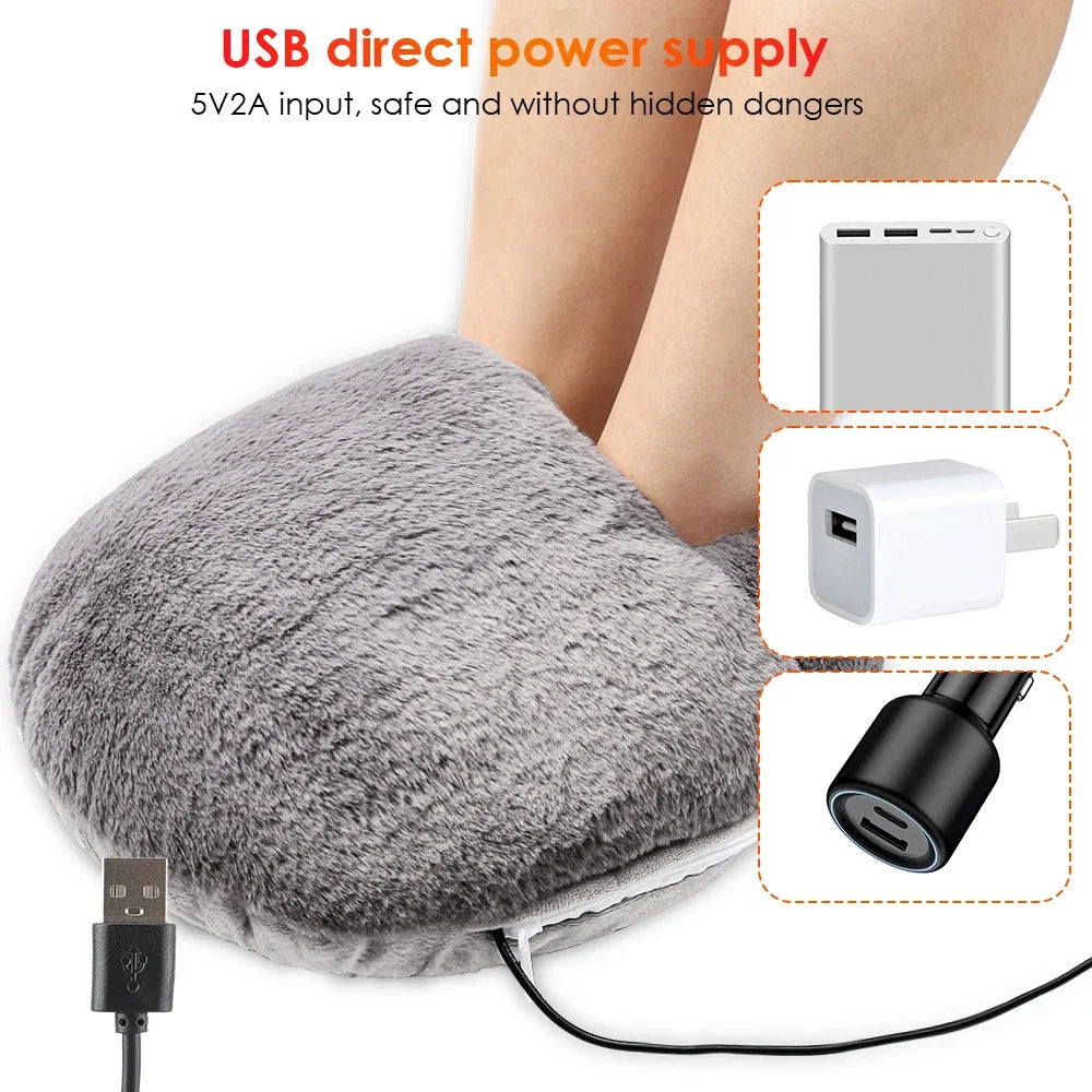 Electric USB Foot Warmer Pad – Soft Plush Heated Mat for Desk