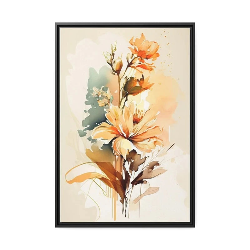 Colorful Flowers Watercolor Canvas Wall Art Print | Unframed