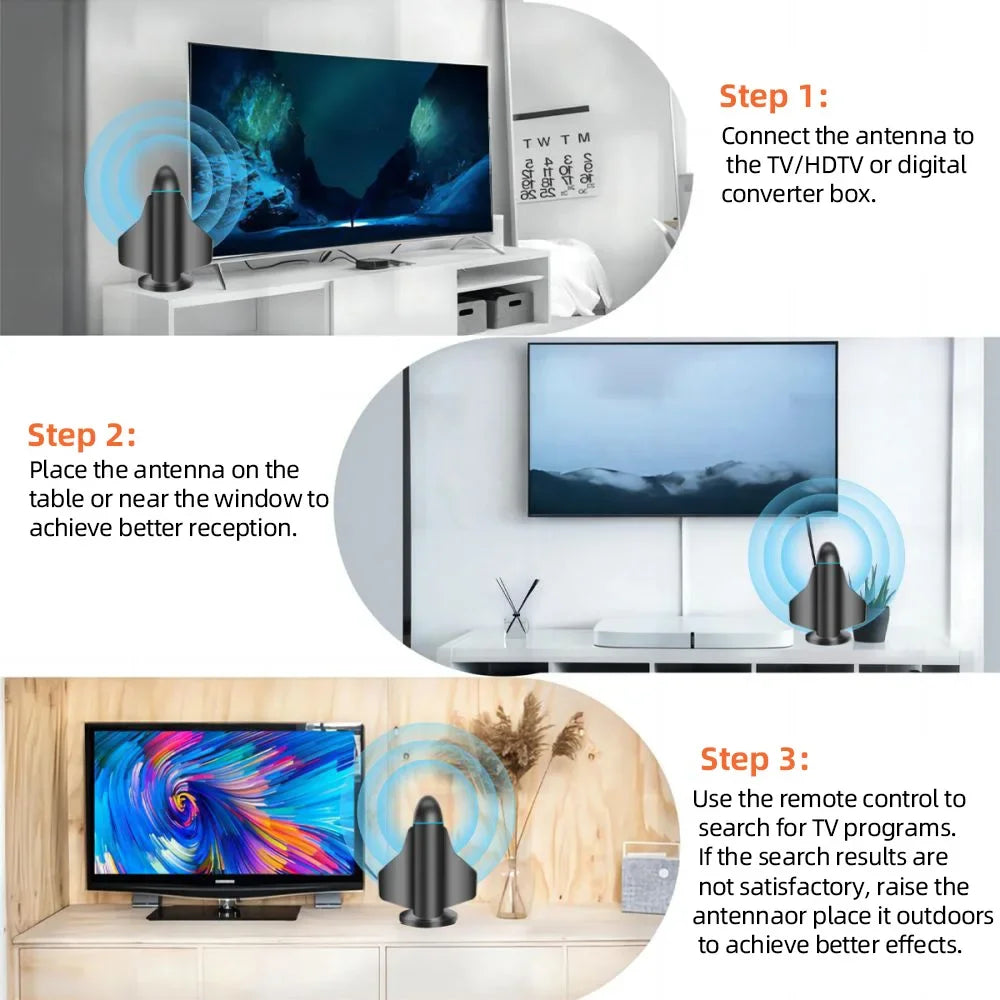Indoor HD Digital TV Antenna – 80 Mile Range, 1080p Free TV