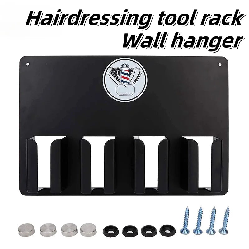 4 Slots Wall Mount Hair Clipper Holder, Rust-Proof Space Saving Barber Tool Storage Organizer Rack For Salon Haircut Tools Peaceful Pleasures Health and Wellness black
