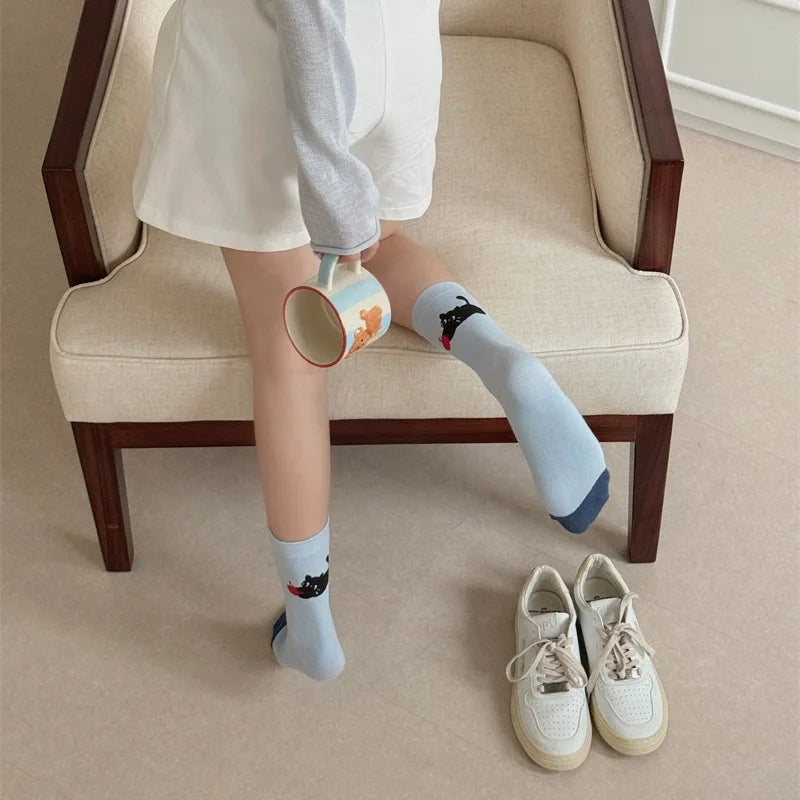 Socks For Women Cute New Novelties Fashion Cotton Breathable Funny Socks Female Casual Long Preppy Style Cartoon Socks Striped Peaceful Pleasures Health and Wellness