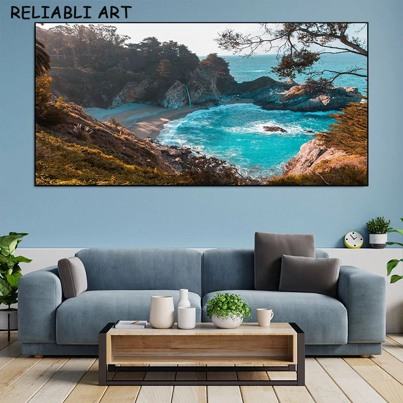 Modern Large Size Landscape Poster Wall Art Canvas Painting Sunset Beach Picture For Living Room Bedroom Home Decor No Frame Peaceful Pleasures Health and Wellness sea x75-4 50x100cm
