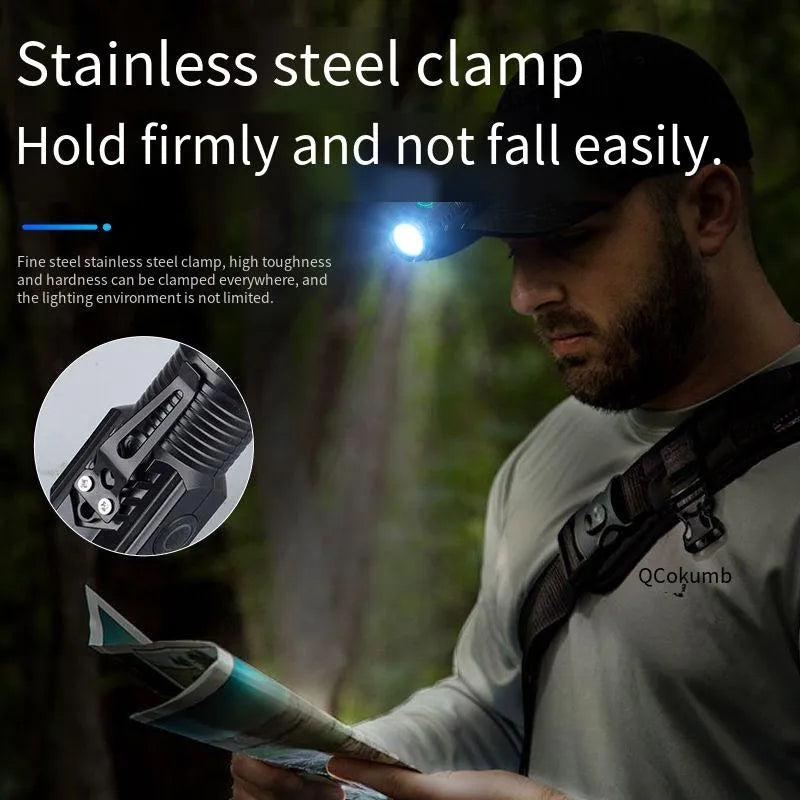 Mini EDC Tactical Flashlight – 3 LED USB Rechargeable Hat Clip