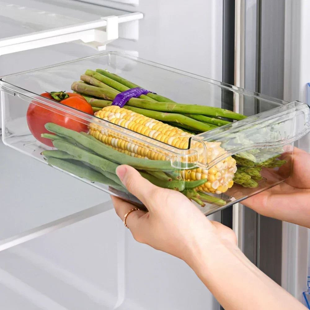 Transparent Fridge Organizer Fruit Egg Refrigerator Storage Box Under-shelf Refrigerator Drawer Box Fresh-keep Kitchen Organizer Peaceful Pleasures Health and Wellness