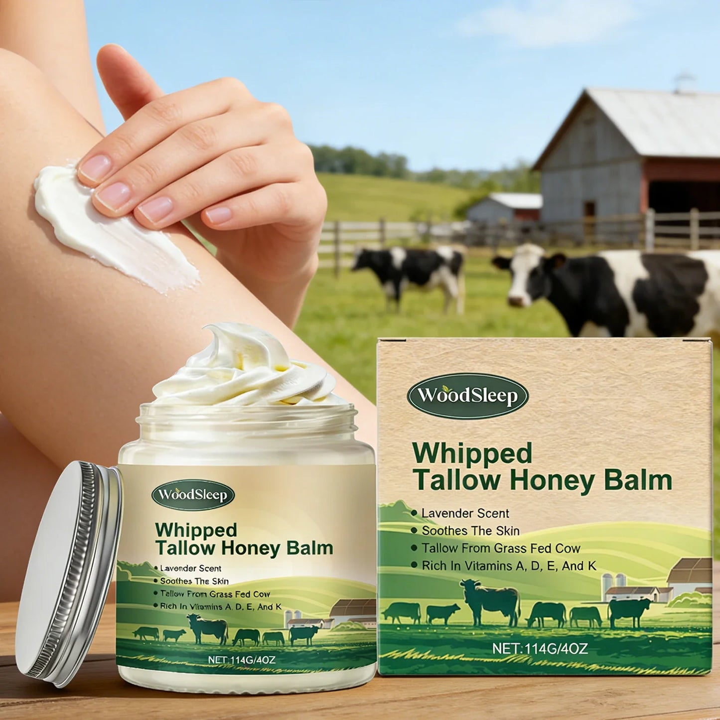 WOODSLEEP Beef Tallow & Honey Body Cream | Deep Moisturizer