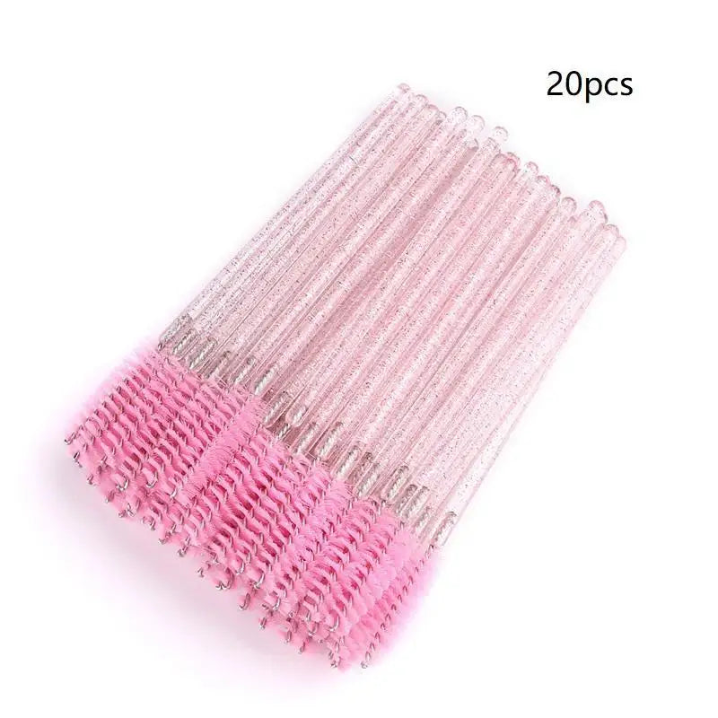 20-Pack Crystal Mascara Wands & Eyelash Brush Applicators