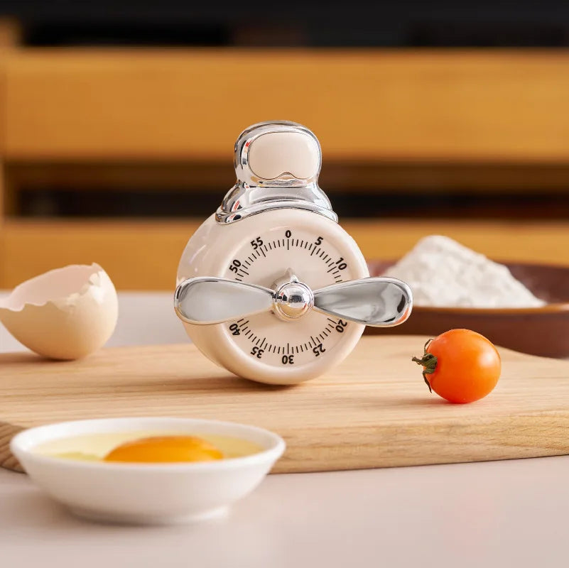 Magnetic Mechanical Kitchen Timer | Cooking & Baking Countdown Mechanical Kitchen Timer Peaceful Pleasures Health and Wellness WHITE