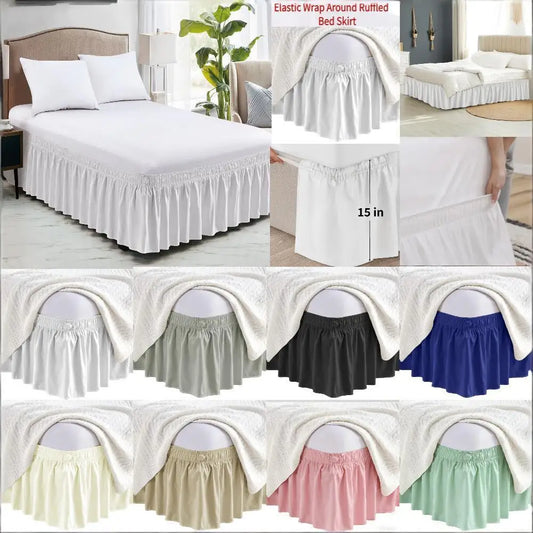 Bed Skirt Elastic Wrap Around Wrinkle Free & Fade Resistant Adjustable Bed Skirts Full Size for Women Men Kids & Teens Bedding Peaceful Pleasures Health and Wellness